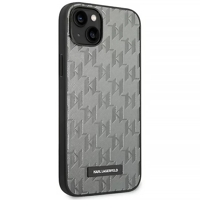 Чохол Karl Lagerfeld Saffiano Mono Metal Logo для iPhone 14 Plus Gray (KLHCP14MSAKLHPG)