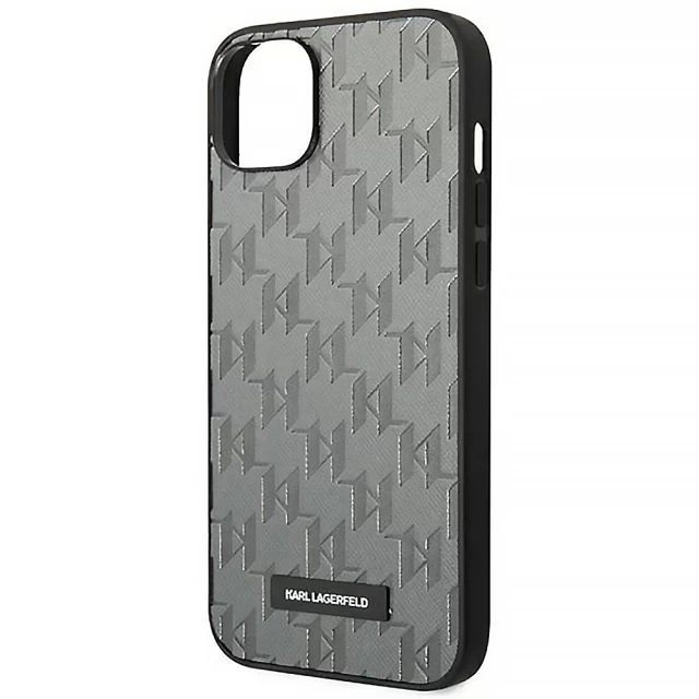 Чохол Karl Lagerfeld Saffiano Mono Metal Logo для iPhone 14 Plus Gray (KLHCP14MSAKLHPG)