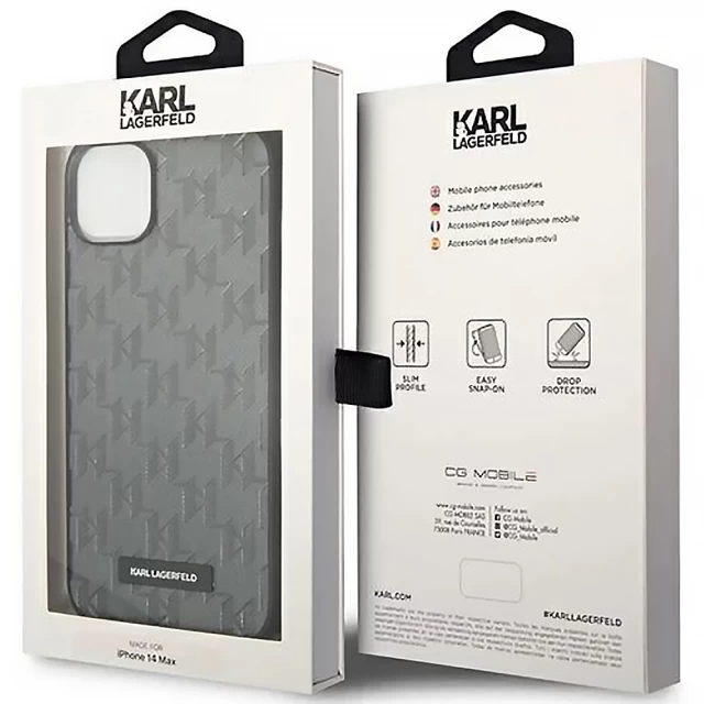 Чохол Karl Lagerfeld Saffiano Mono Metal Logo для iPhone 14 Plus Gray (KLHCP14MSAKLHPG)