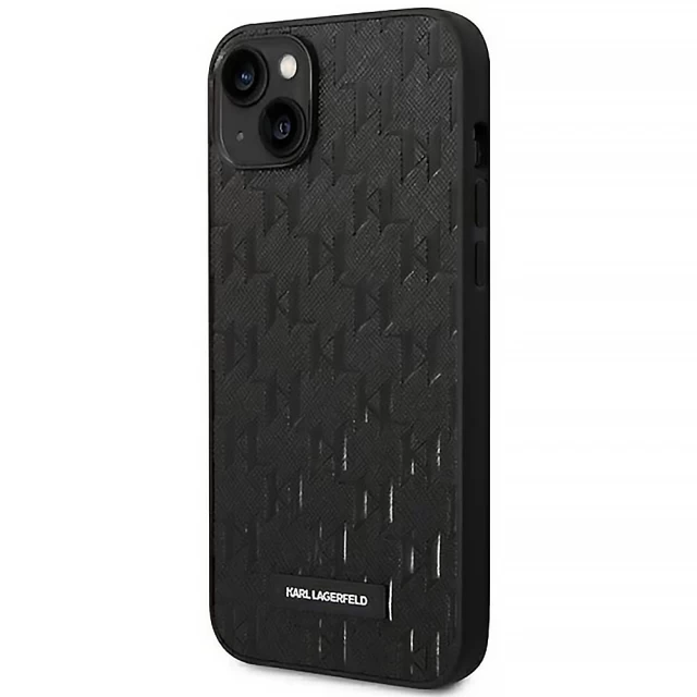 Чохол Karl Lagerfeld Saffiano Mono Metal Logo для iPhone 14 Plus Black (KLHCP14MSAKLHPK)