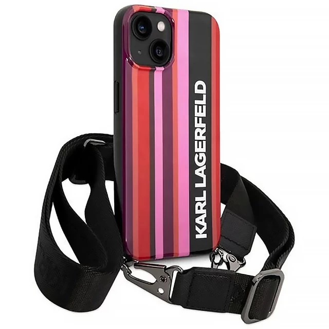Чохол Karl Lagerfeld Color Stripes Strap для iPhone 14 Plus Pink (KLHCP14MSTSTP)