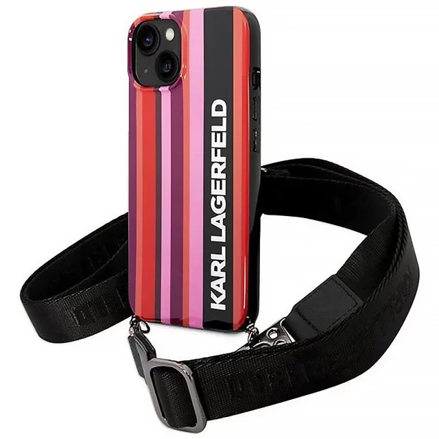 Чохол Karl Lagerfeld Color Stripes Strap для iPhone 14 Plus Pink (KLHCP14MSTSTP)
