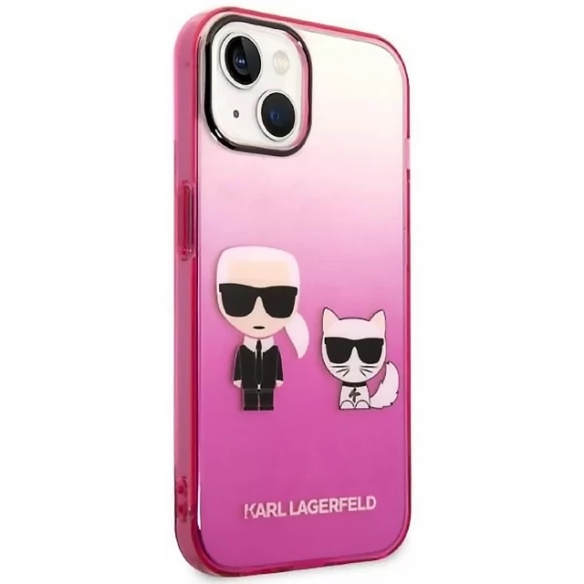 Чохол Karl Lagerfeld Gradient Iconik Karl & Choupette для iPhone 14 Plus Pink (KLHCP14MTGKCP)