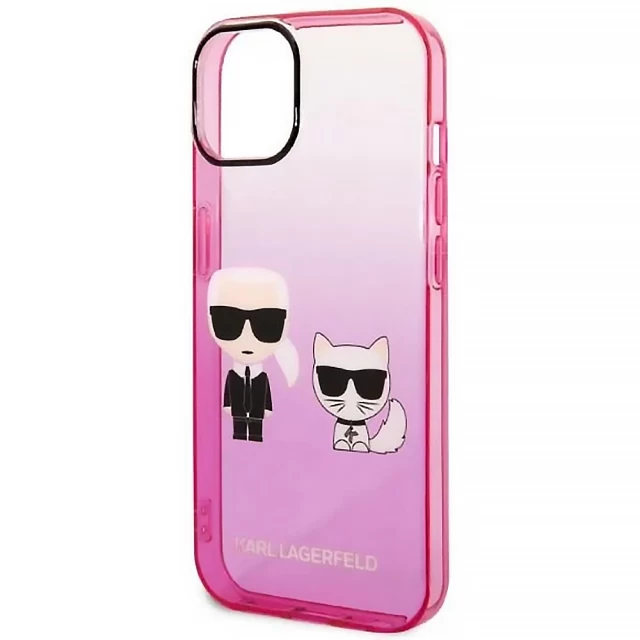 Чехол Karl Lagerfeld Gradient Iconik Karl & Choupette для iPhone 14 Plus Pink (KLHCP14MTGKCP)