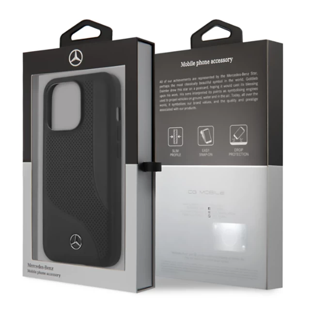 Чехол Mercedes для iPhone 13 | 13 Pro Leather Perforated Area Black (MEHCP13LCDOBK)