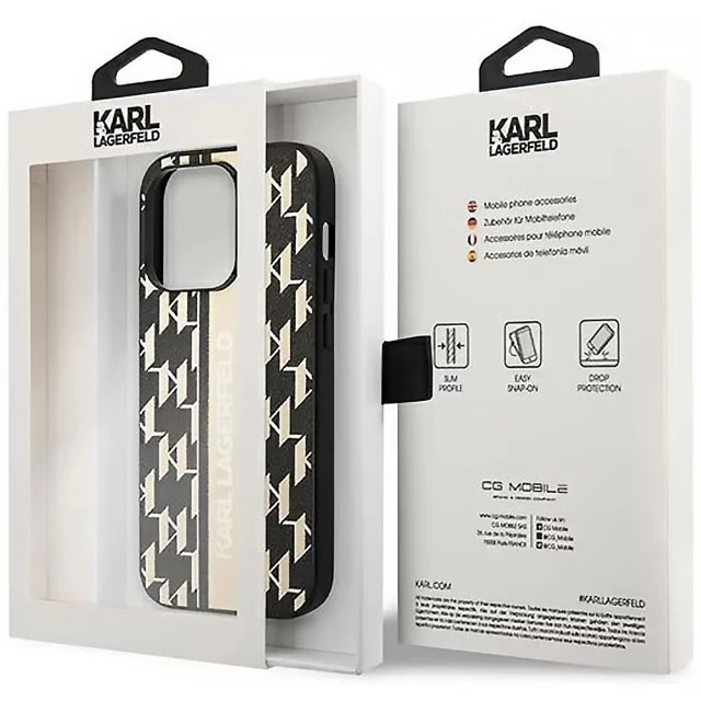 Чехол Karl Lagerfeld Monogram Stripe для iPhone 14 Pro Max Brown (KLHCP14XPGKLSKW)