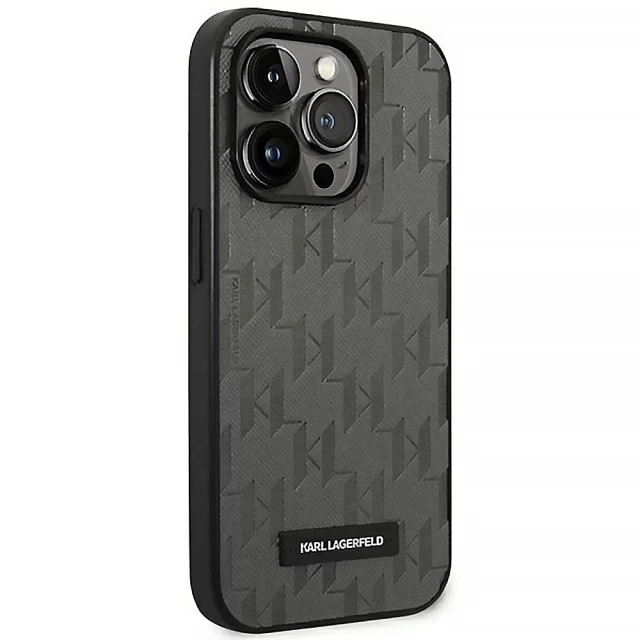 Чехол Karl Lagerfeld Saffiano Mono Metal Logo для iPhone 14 Pro Max Gray (KLHCP14XSAKLHPG)