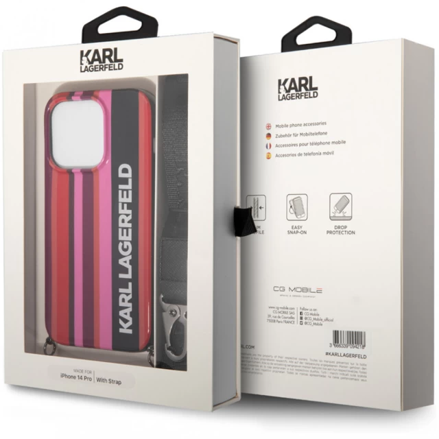 Чохол Karl Lagerfeld Color Stripes для iPhone 14 Pro Max Pink (KLHCP14XSTSTP)