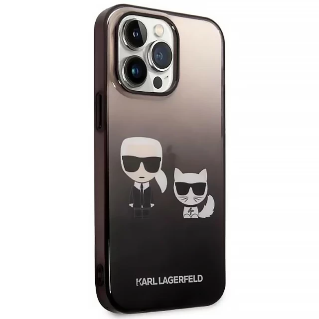 Чехол Karl Lagerfeld Gradient Iconik Karl & Choupette для iPhone 14 Pro Max Black (KLHCP14XTGKCK)