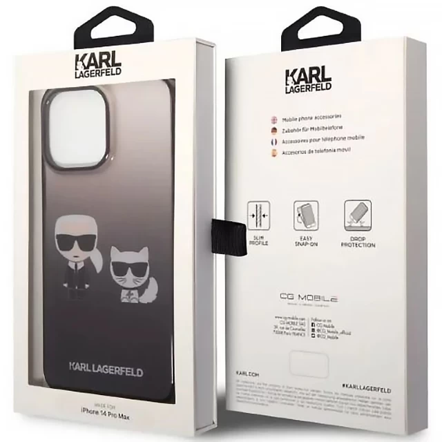 Чохол Karl Lagerfeld Gradient Iconik Karl & Choupette для iPhone 14 Pro Max Black (KLHCP14XTGKCK)