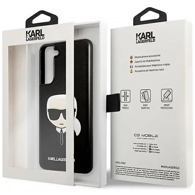 Чохол Karl Lagerfeld Saffiano Ikonik Karl's Head для Samsung Galaxy S21 G990 FE Black (KLHCS21FSAKHBK)