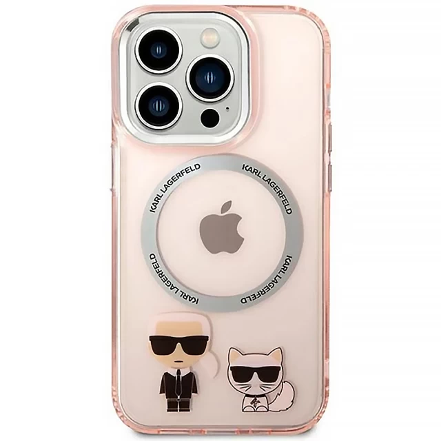 Чехол Karl Lagerfeld Karl & Choupette для iPhone 14 Pro Pink with MagSafe (KLHMP14LHKCP)