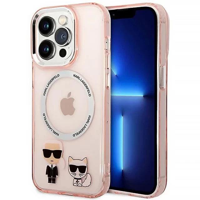 Чехол Karl Lagerfeld Karl & Choupette для iPhone 14 Pro Pink with MagSafe (KLHMP14LHKCP)