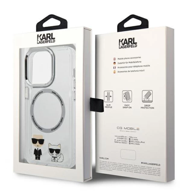 Чехол Karl Lagerfeld Karl & Choupette для iPhone 14 Pro Transparent with MagSafe (KLHMP14LHKCT)