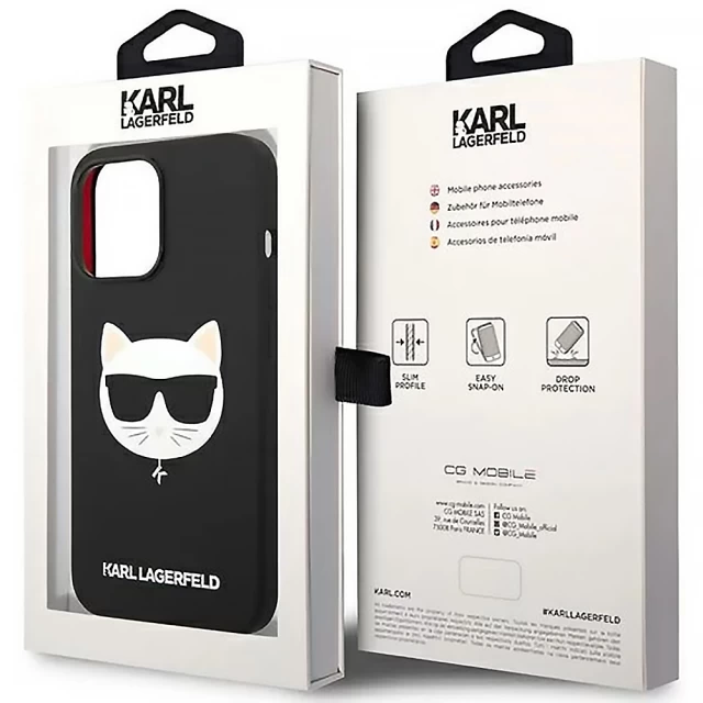 Чехол Karl Lagerfeld Silicone Choupette для iPhone 14 Pro Black with MagSafe (KLHMP14LSLCHBK)