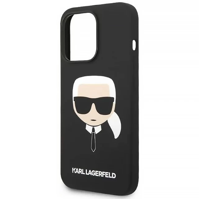 Чохол Karl Lagerfeld Silicone Karl's Head для iPhone 14 Pro Black with MagSafe (KLHMP14LSLKHBK)