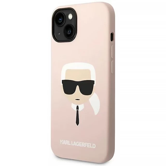 Чохол Karl Lagerfeld Silicone Karl's Head для iPhone 14 Plus Light Pink with MagSafe (KLHMP14MSLKHLP)