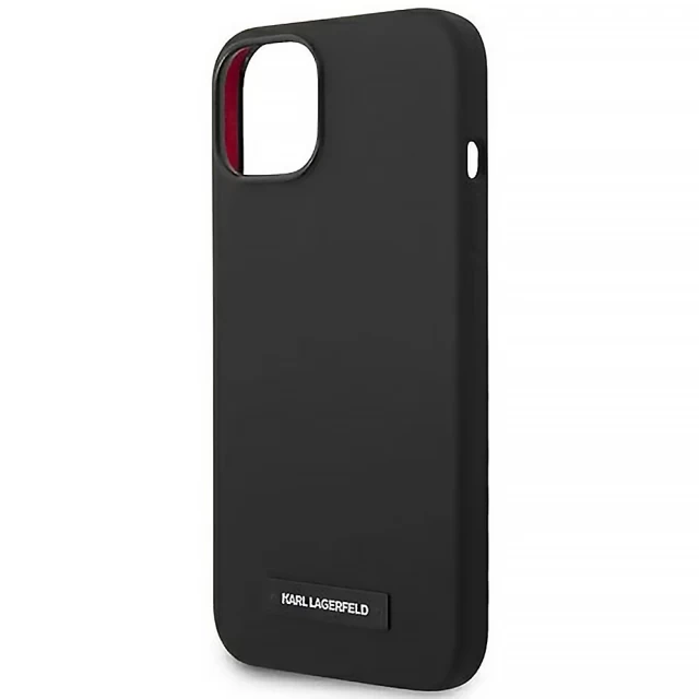 Чохол Karl Lagerfeld Silicone Plaque для iPhone 14 Plus Black with MagSafe (KLHMP14MSLMP1K)