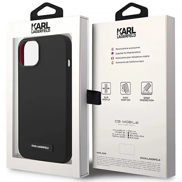 Чохол Karl Lagerfeld Silicone Plaque для iPhone 14 Plus Black with MagSafe (KLHMP14MSLMP1K)