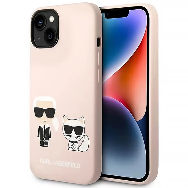 Чехол Karl Lagerfeld Silicone Karl & Choupette для iPhone 14 Plus Light Pink with MagSafe (KLHMP14MSSKCI)