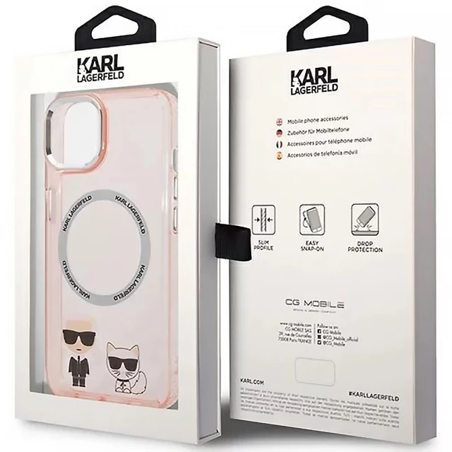 Чохол Karl Lagerfeld Karl & Choupette для iPhone 14 Pink with MagSafe (KLHMP14SHKCP)