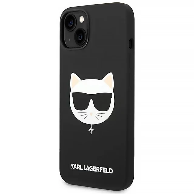 Чехол Karl Lagerfeld Silicone Choupette Head для iPhone 14 Black with MagSafe (KLHMP14SSLCHBK)