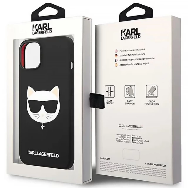 Чехол Karl Lagerfeld Silicone Choupette Head для iPhone 14 Black with MagSafe (KLHMP14SSLCHBK)