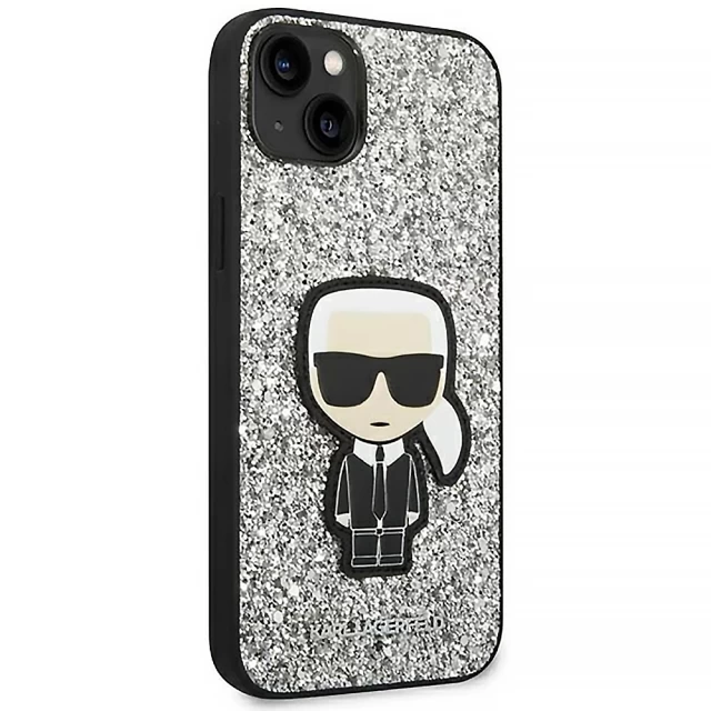 Чехол Karl Lagerfeld Glitter Flakes Iconik для iPhone 14 Silver (KLHCP14SGFKPG)