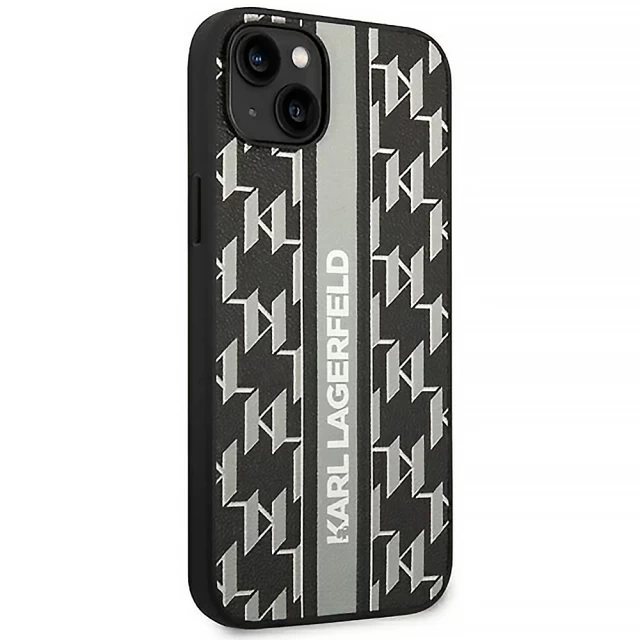 Чохол Karl Lagerfeld Monogram Stripe для iPhone 14 Gray (KLHCP14SPGKLSKG)