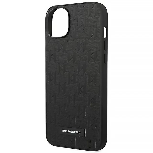 Чохол Karl Lagerfeld Saffiano Mono Metal Logo для iPhone 14 Black (KLHCP14SSAKLHPK)