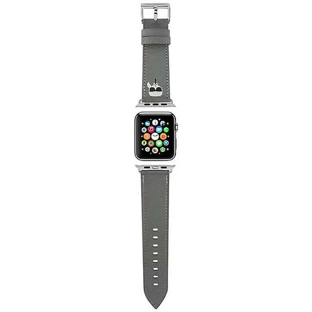 Ремінець Karl Lagerfeld Saffiano Karl Heads для Apple Watch 41 | 40 | 38 mm Silver (KLAWMOKHG)