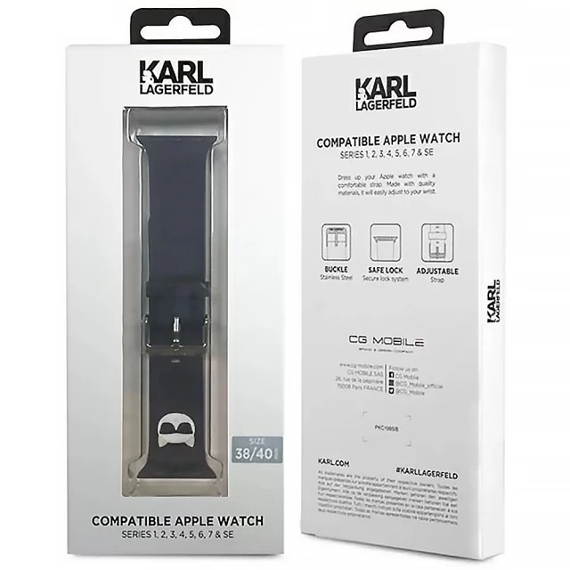 Ремешок Karl Lagerfeld Silicone Choupette Heads для Apple Watch 41 | 40 | 38 mm Black (KLAWMSLCK)