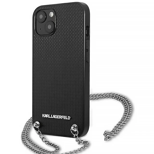 Чехол Karl Lagerfeld Leather Textured and Chain для iPhone 13 mini Black (KLHCP13SPMK)