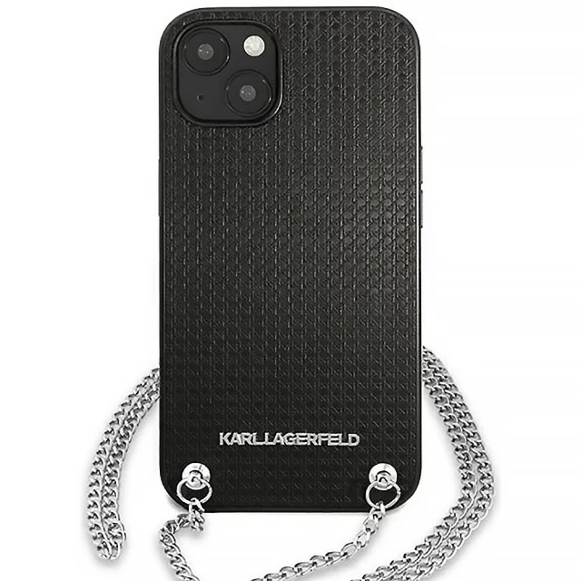 Чехол Karl Lagerfeld Leather Textured and Chain для iPhone 13 mini Black (KLHCP13SPMK)