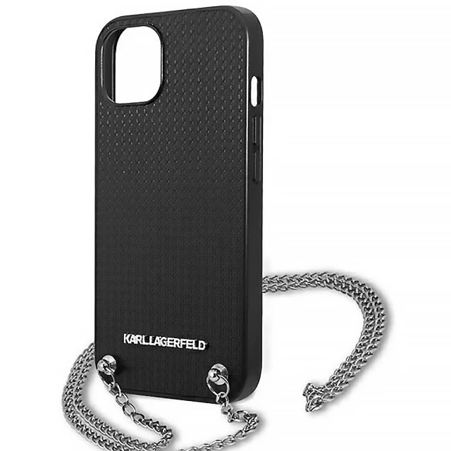 Чохол Karl Lagerfeld Leather Textured and Chain для iPhone 13 mini Black (KLHCP13SPMK)