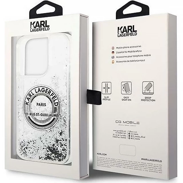 Чехол Karl Lagerfeld Liquid Glitter RSG для iPhone 14 Pro Max Silver (KLHCP14XLCRSGRS)