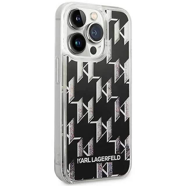 Чехол Karl Lagerfeld Liquid Glitter Monogram для iPhone 14 Pro Max Black (KLHCP14XLMNMK)