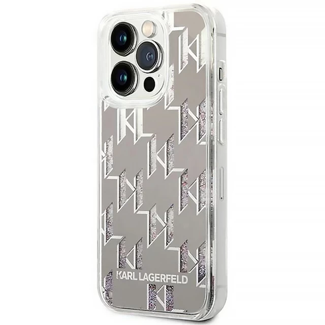 Чехол Karl Lagerfeld Liquid Glitter Monogram для iPhone 14 Pro Max Silver (KLHCP14XLMNMS)
