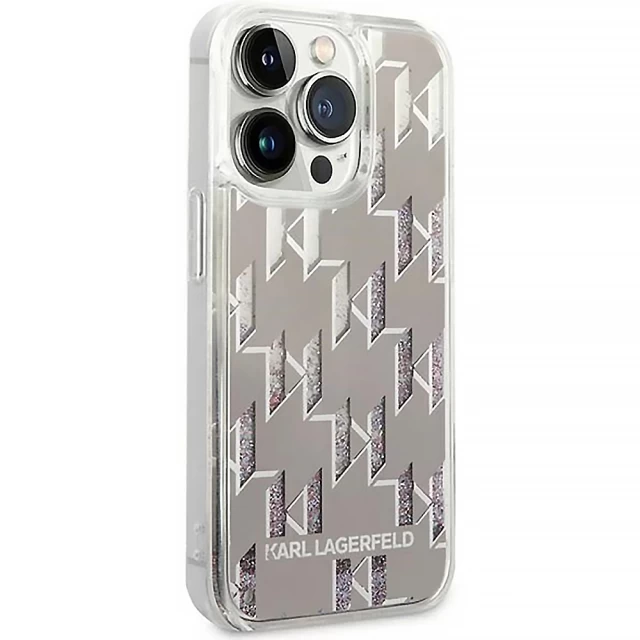 Чохол Karl Lagerfeld Liquid Glitter Monogram для iPhone 14 Pro Max Silver (KLHCP14XLMNMS)