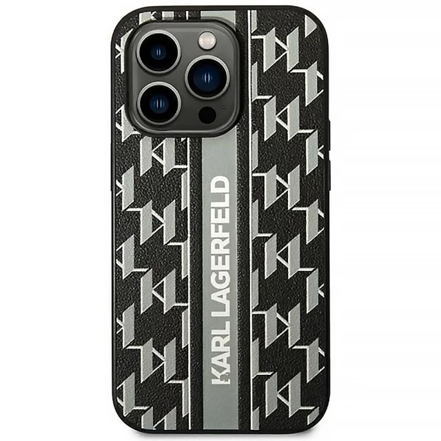 Чохол Karl Lagerfeld Monogram Stripe для iPhone 14 Pro Max Gray (KLHCP14XPGKLSKG)