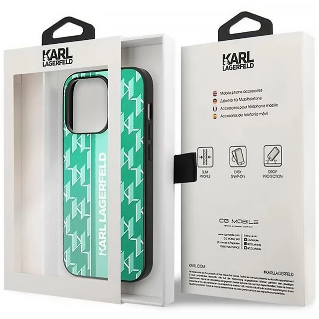 Чохол Karl Lagerfeld Monogram Stripe для iPhone 14 Pro Max Green (KLHCP14XPGKLSKN)