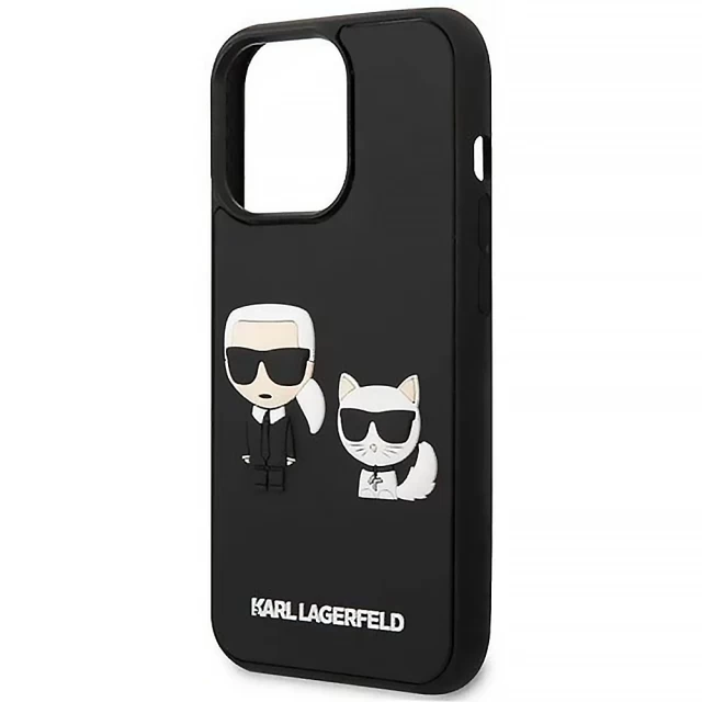 Чехол Karl Lagerfeld Karl & Choupette Iconik 3D для iPhone 14 Pro Black (KLHCP14L3DRKCK)