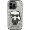 Чехол Karl Lagerfeld Glitter Flakes Iconik для iPhone 14 Pro Silver (KLHCP14LGFKPG)
