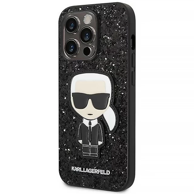 Чохол Karl Lagerfeld Glitter Flakes Iconik для iPhone 14 Pro Black (KLHCP14LGFKPK)