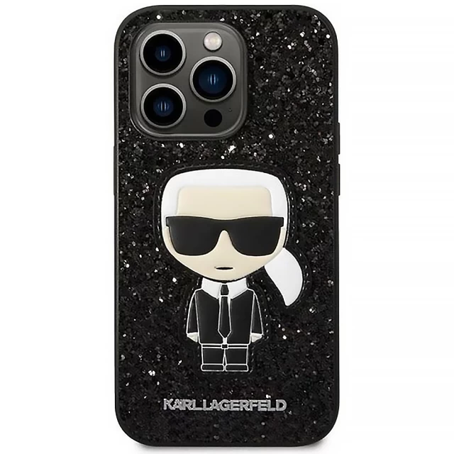 Чохол Karl Lagerfeld Glitter Flakes Iconik для iPhone 14 Pro Black (KLHCP14LGFKPK)