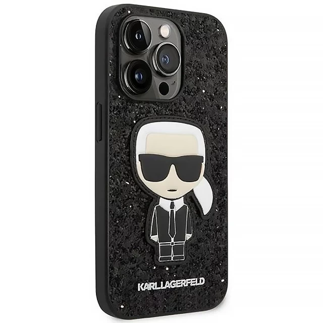 Чохол Karl Lagerfeld Glitter Flakes Iconik для iPhone 14 Pro Black (KLHCP14LGFKPK)