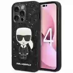 Чехол Karl Lagerfeld Glitter Flakes Iconik для iPhone 14 Pro Black (KLHCP14LGFKPK)