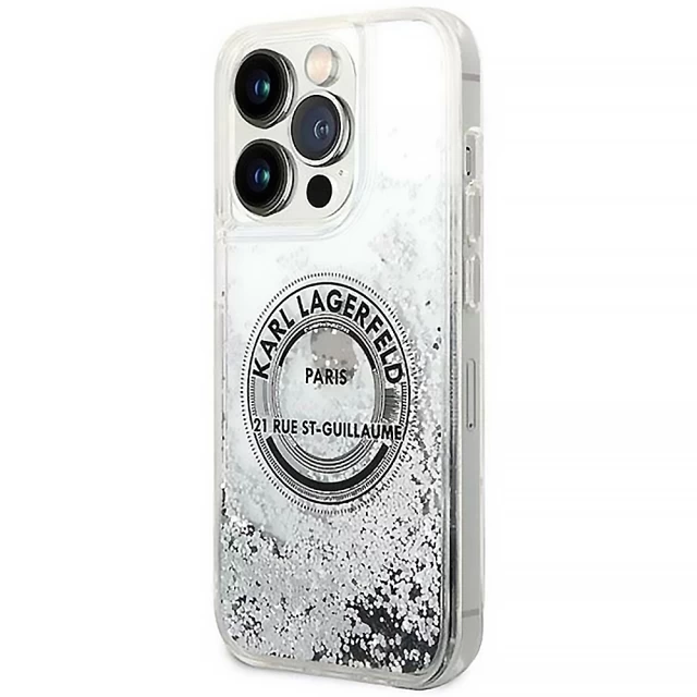 Чохол Karl Lagerfeld Liquid Glitter RSG для iPhone 14 Pro Silver (KLHCP14LLCRSGRS)