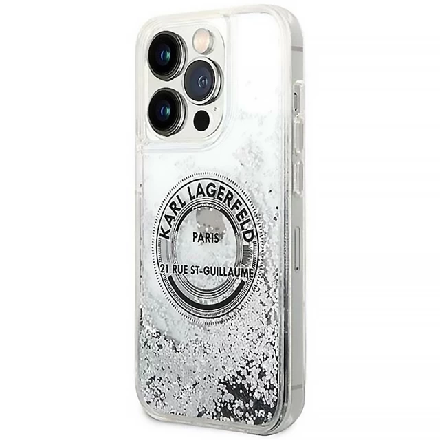 Чехол Karl Lagerfeld Liquid Glitter RSG для iPhone 14 Pro Silver (KLHCP14LLCRSGRS)