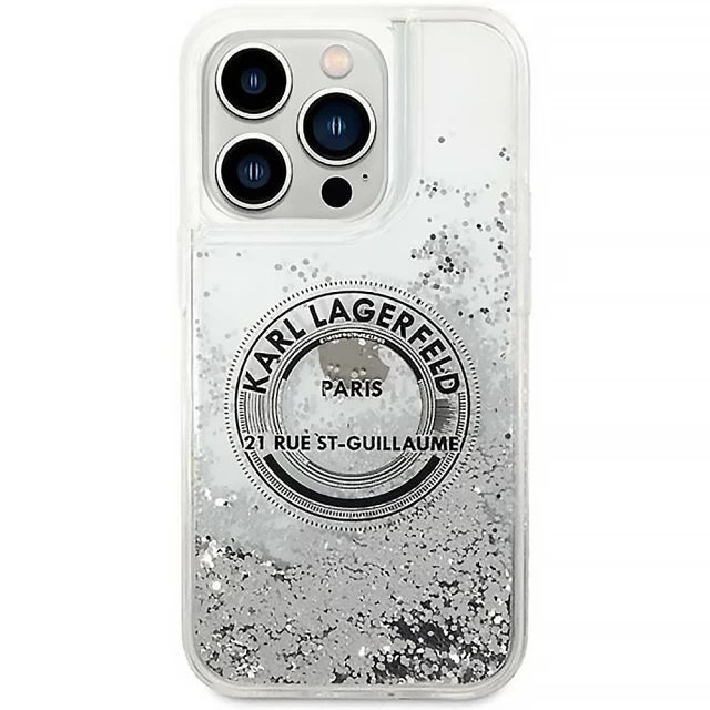 Чехол Karl Lagerfeld Liquid Glitter RSG для iPhone 14 Pro Silver (KLHCP14LLCRSGRS)